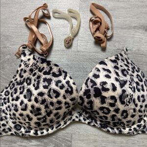 Victoria's Secret Black and Cream Leopard Bra